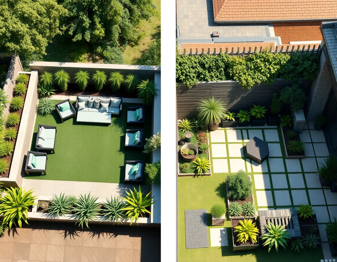 Comparison of Robert Mygardenandpatio versus alternative garden designs side by side